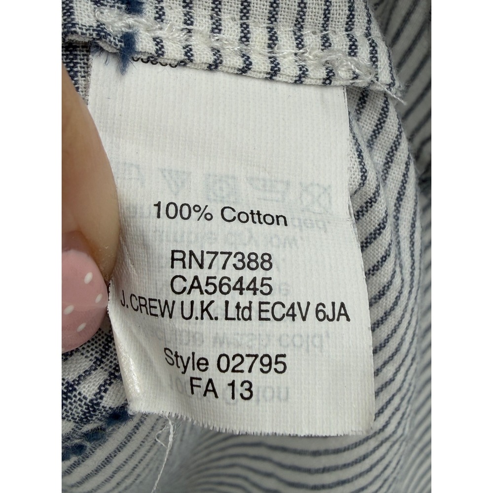 J.Crew Navy Gingham Striped Popover Cotton Shirt‎ Blue White 02795 Womens 6 - Picture 4 of 6